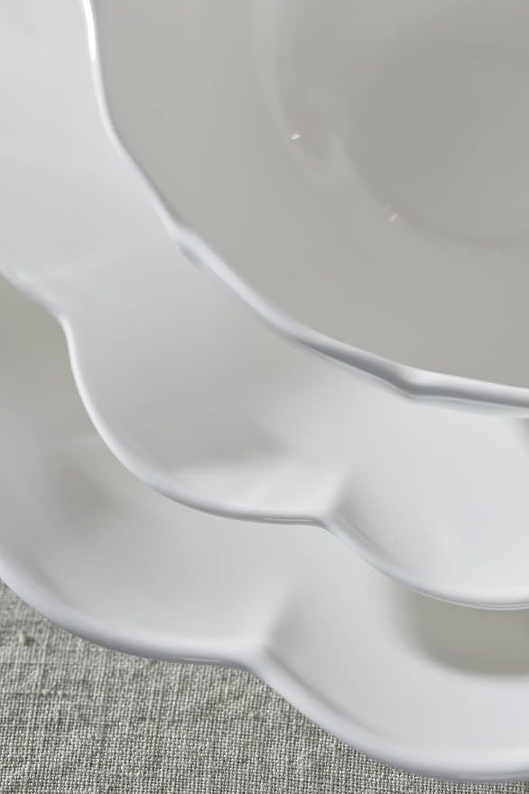 Lenox Studio 1414 Scallop Bone China 12-Piece Dinnerware Set for 4 | dishwasher safe | plates and bowls sets for kitchen and dining | 10.71 inch plate, dish set, dishes, chip resistant