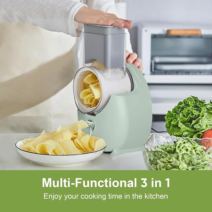 3 In 1 Electric Cheese Grater For Block Cheese | Electric Grater For Home Kitchen,One-Touch Easy Control Salad Shooter Electric Slicer/Shredder For Veggies Cucumber Nuts
