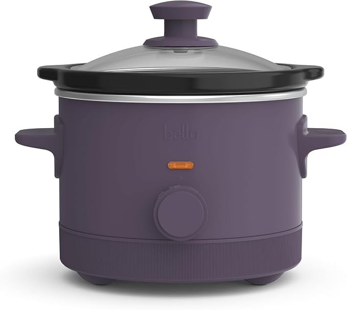bella 1.5qt Manual Non-Toxic Slow Cooker with 3 Heat Settings, Plum