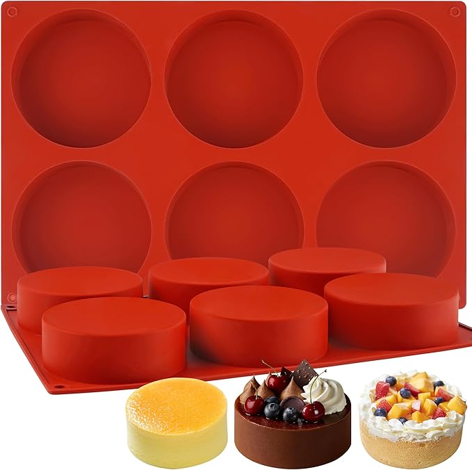 4Inch Round Silicone Mold for Baking, 2Pcs Silicone Muffin Top Pans for Baking Muffin Top, Whoopie Pie, Sandwiches, Hamburger (2Pcs(1.4Inch Deep))