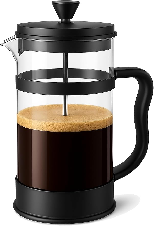 Utopia Kitchen Borosilicate Glass French Press Coffee Maker 34 Oz, Black | Heat-Resistant Cafetiere & Tea Maker, Thickened Glass Coffee Press for Travel and Camping