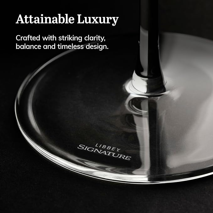Libbey Signature Champagne Flute Glasses Set, Stylish, Dishwasher Safe Champagne Glasses Set of 4, Champagne Gift Set for Weddings and Events