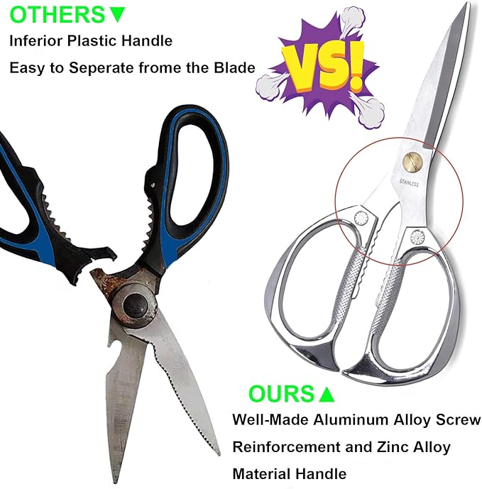 Kitchen Scissors All Purpose, 7.5 Inch Heavy Duty Food Shears | Ultra Sharp Stainless Steel for Cutting Meat Vegetables Herbs BBQ, Office Fabric Craft Use