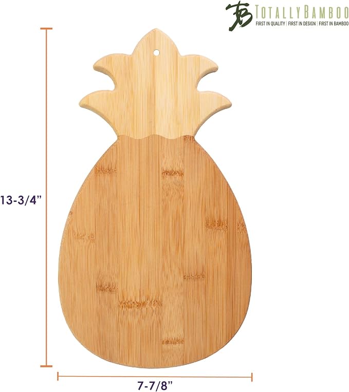 Totally Bamboo Pineapple Shaped Bamboo Wood Cutting Board and Charcuterie Board, 14-3/8" x 7-1/2"