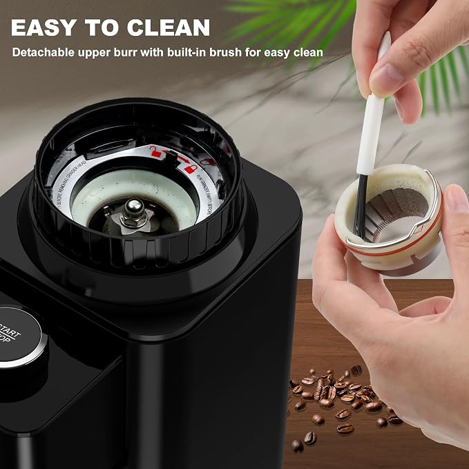 binROC Electric Conical Burr Coffee Grinder with Portafilter Holder, Black | 48 Grind Settings, 35s Timer, Anti-Static, Easy Clean, Low Noise with Overheat Protection for Espresso, Drip & French Press