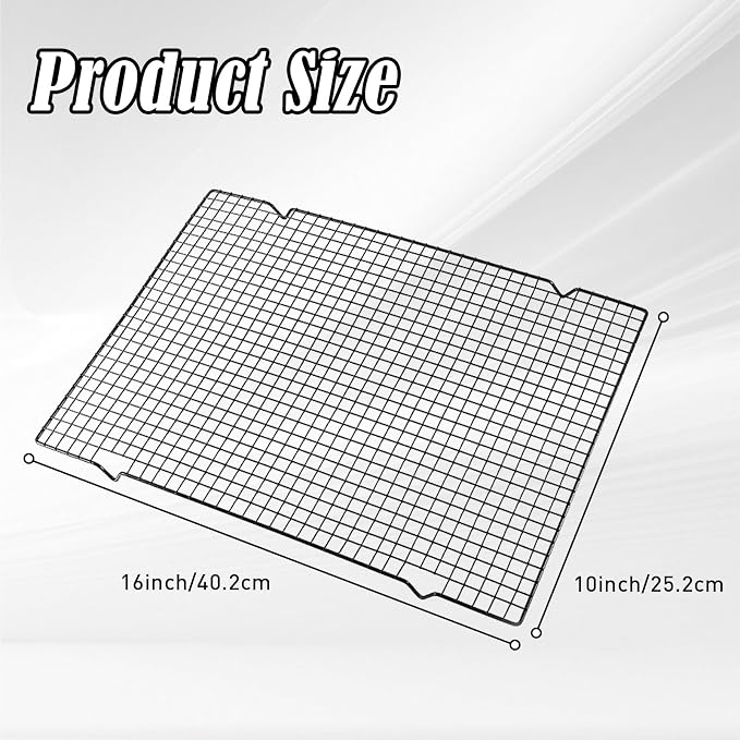Haploon Baking Racks 6 Pcs Wire Cooling Rack for Roasting Cooking Net | Heavy Duty Grilling Drying Mesh, 16x10 Inches Black Grid Bulk, Fits Small Toaster Oven, Dishwasher Safe Kitchenware