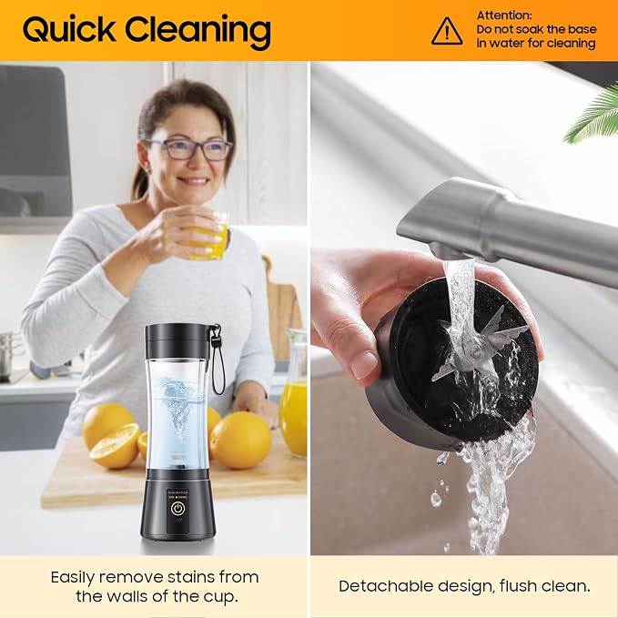 Portable Blender Personal Size Blender Make Smoothies, 12oz Mini Travel Cup | BPA-Free Small Blender with High Blending Speed, 6 Steel Blades, Easy Clean, Freshly Squeezed in Sports/Office/Gym