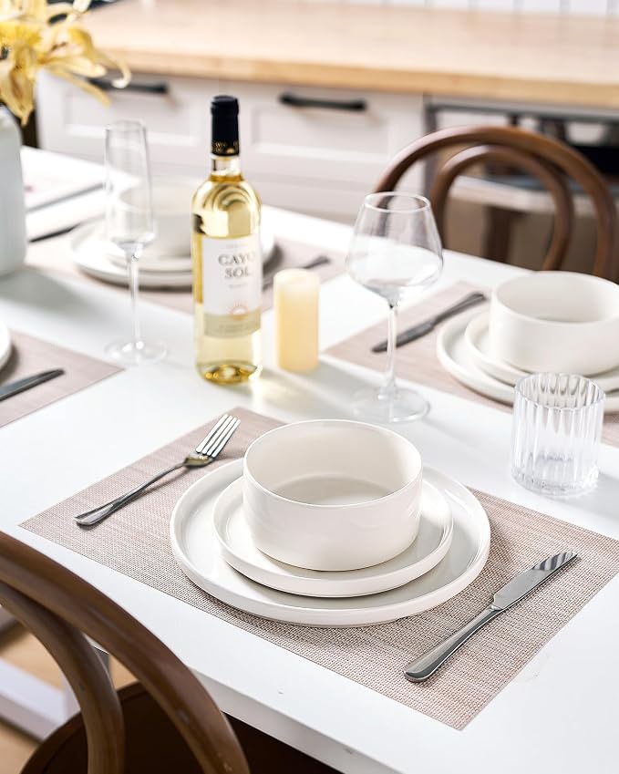 Famiware Porcelain 18-Piece Dinnerware Set, White | Plates and Bowls for 6, Dishwasher & Microwave Safe, Chip & Scratch Resistant, Ideal for Everyday & Formal Use