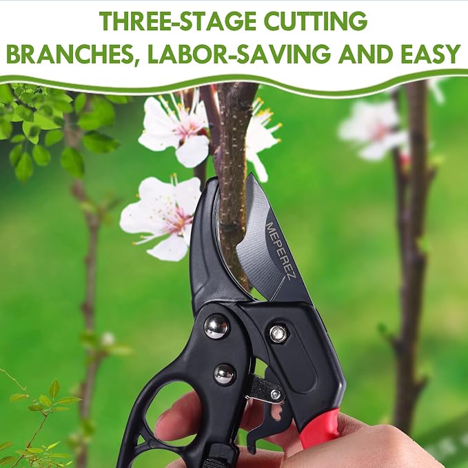 Premium pruning shears for gardening, Work 3 times easier, Pruners heady duty, Sharp garden clippers cuting florist flower, hedge, herb, rose, Indoor live plants, Arthritis weak hand snips