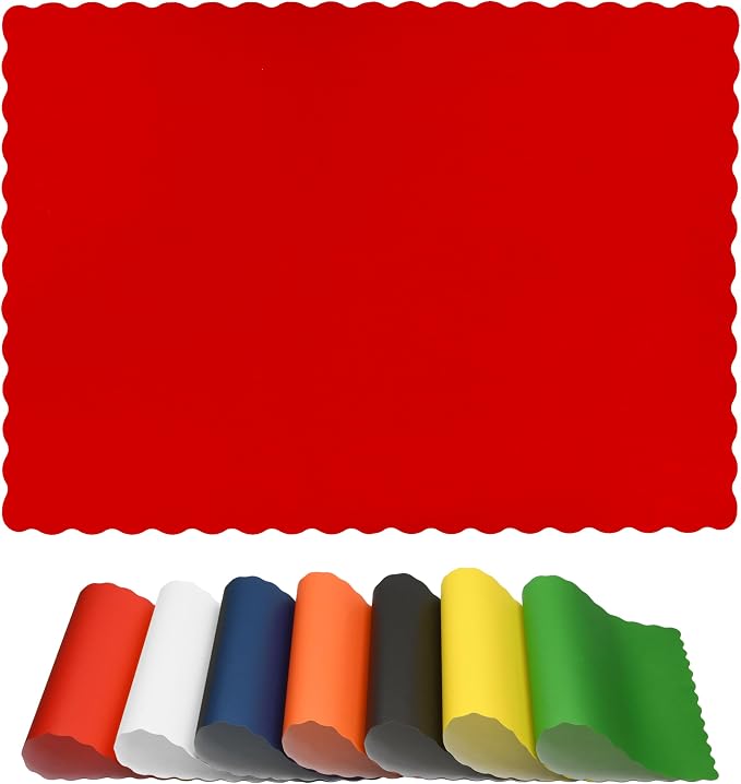 Disposable Paper Placemats – Premium, 50 Pack of Red Scalloped Edge Placemats, Perfect Size 10x 14