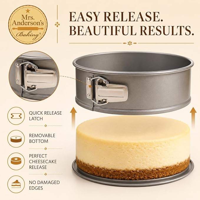 Mrs. Anderson's Baking Non-Stick Springform Pan, European Carbon Steel, PFOA Free, 8-Inch