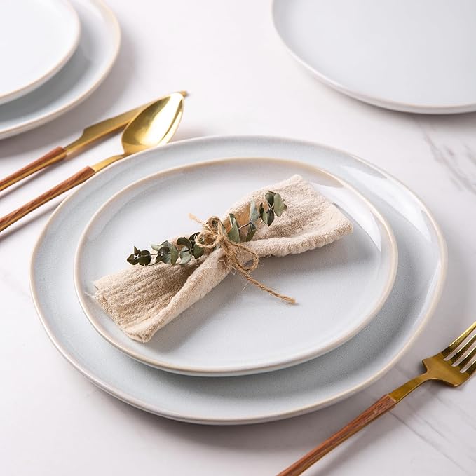 AmorArc Ceramic Dinnerware Sets for 8, 24Pcs Plates and Bowls Sets Dishes | Stoneware Handmade Reactive Glaze Dinner Set, Highly Scratch Resistant | Dishwasher & Microwave Safe Dishware