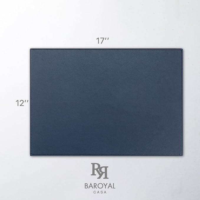 Baroyal Faux Leather Placemats Set of 6 Vinyl Washable Wipeable Table Mats for Kitchen Dining Table Heat Resistant Waterproof Modern Indoor/Outdoor Placemats Non-Slip Easy Clean Place Mats (Navy Blue)