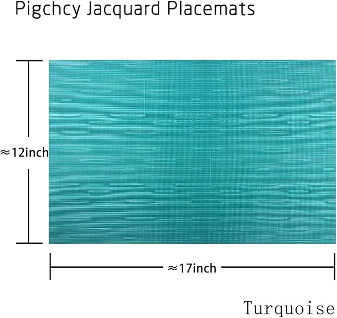 PIGCHCY Placemats Set of 8 Washable Durable Place Mats Vinyl Heat Resistant Non-Slip Table Mats Indoor Outdoor (Turquoise)