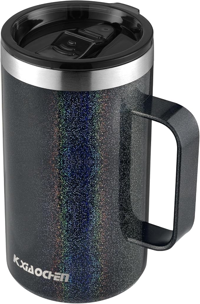KXIAOCHEN 20 oz Insulated Coffee Mug, Coffee Cup with Lid and Wide Handle | 18/8 stainless steel, 6+ hours hot or 12+ hours cold, wide mouth, no-sweat exterior, for office, work, home and camping