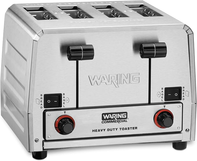 Waring 4-Slot Toaster with 380 Slices an Hour & 208V | Switchable Bread and Bagel Toaster, 380 Slices an Hour, Uniformly Toasts Bread, Bagels, Texas Toast, & Frozen Waffles, 208V