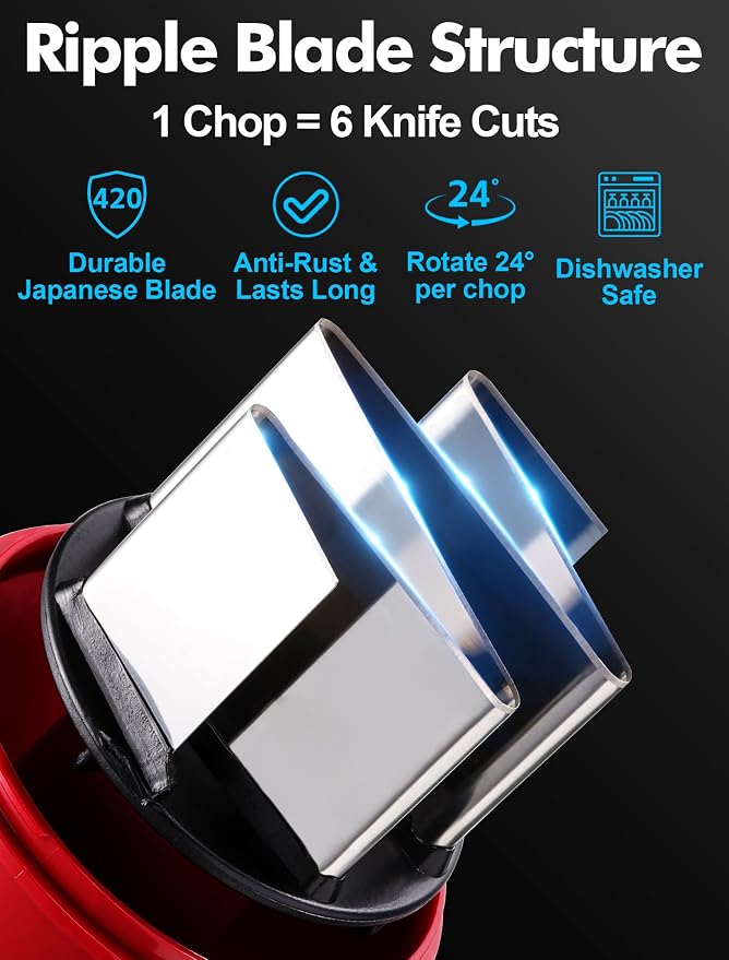 GDL Food Chopper, Manual Slap Vegetable Chopper Onion Dicer, Garlic Mincer | Hand Chopper for Onion Nut Pepper Celery Tomato, Easy & Safe Chopping, No BPA, Durable Stainless Steel Blade, Dishwasher Safe