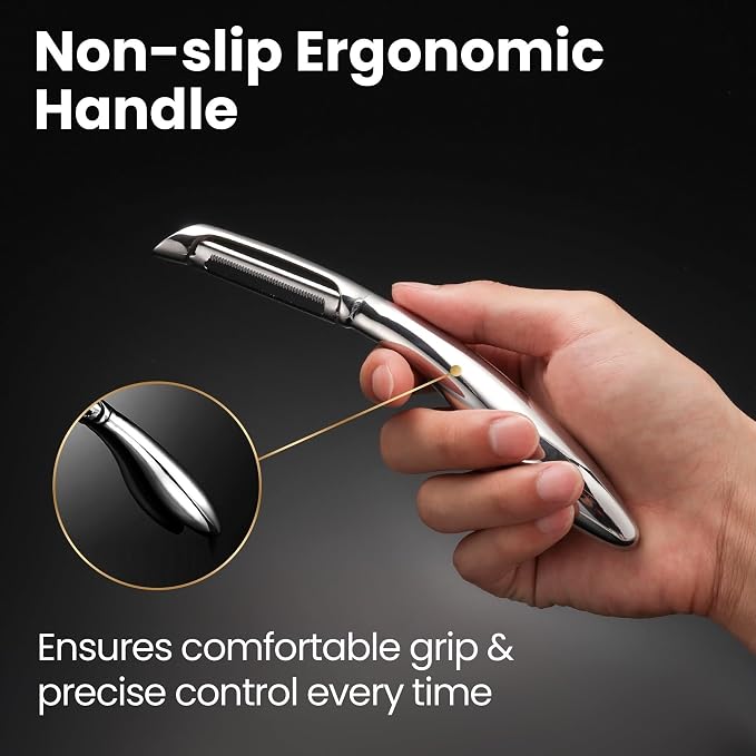 Gourmet Easy Vegetable Peeler Ultra Sharp Stainless Steel Blade (I Peeler) | Left and Right Hand Compatible, Easy Peel and Slice, Ergonomic Handle, Comfortable Grip, Dishwasher Safe, 5-Year Warranty