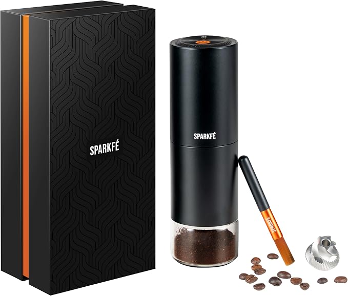 Portable Electric Coffee Grinder, Rechargeable Handheld Grinder with Stainless Steel Conical Burr, Adjustable Grind Settings, for Espresso, Moka, Pour Over, French Press, Cold Brew, Obsidian