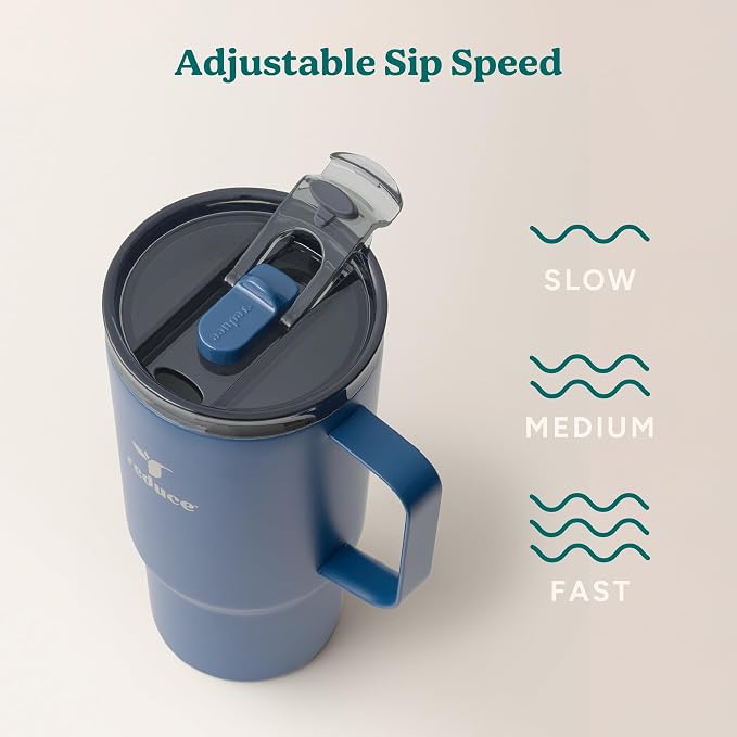 REDUCE 24oz Hot1 Vacuum Insulated Mug w/Lid and Handle - Coffee & Tea Cup | With Flo-Motion lid and handle, single-serve and cupholder friendly, keeps drinks hot for up to 8 hours