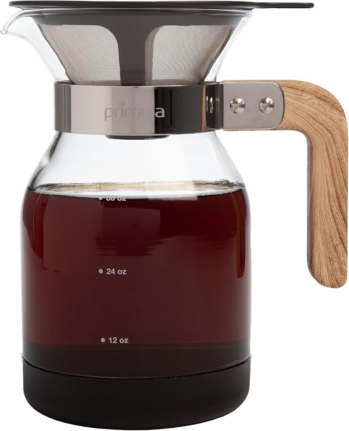 Primula Park Pour Over Park Set with Permanent Reusable Removable Ultra Fine Micro Mesh Stainless Steel Filter, Coffee Dripper Pour Over Maker Brewer Pot, Borosilicate Glass, Easy to Use, 36 oz