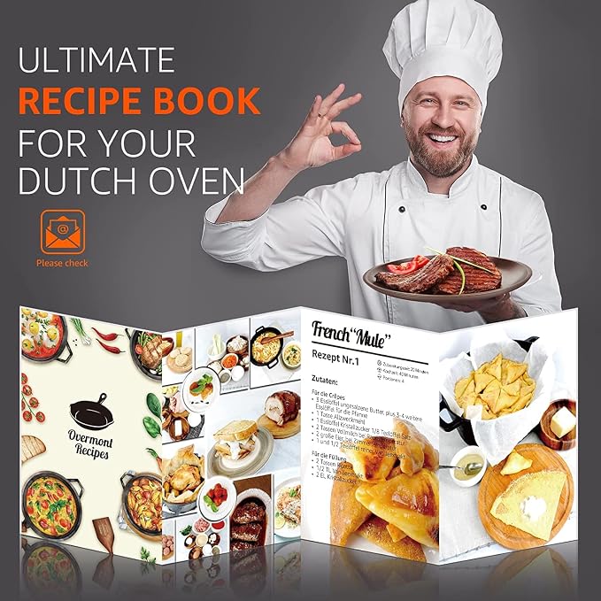 Overmont 2-in-1 Cast Iron Dutch Oven - 3.2QT Deep Pot with Lid Recipe | 10.5" Cast Iron Skillet with Frying Pan, Pre-seasoned Dutch Oven Multi Cooker, Oven Safe Cookware for Grill Camping Stewing