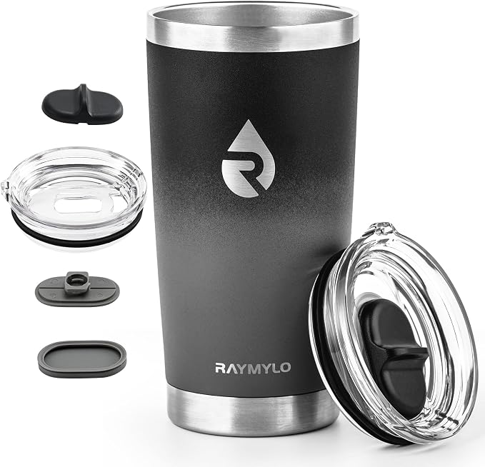 RAYMYLO Travel Coffee Tumbler, Insulated Travel Coffee Mug Cup, 20oz | Detachable Lid for Thoroughly Clean, Cup Holder Friendly for Outdoor, Double-Wall Vacuum Insulation, Spill Proof & BPA Free