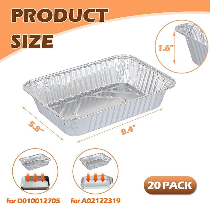 Grease Drip Pan Liners for Monument 24367 13762 Gas Grills, 20 Pack Liners | Fits Monument 35633/24367/13892 & more; 8.4"x5.8" foil liners; heavy-duty; disposable; compatible with A02122319/D010012705