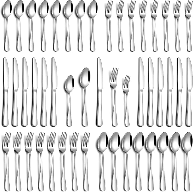 PHILIPALA 40 Piece Silverware Set, Stainless Steel Flatware Set for 8 Food Grade Novelty Flatware Cutlery Utensil Set Include Knife Fork Spoon Mirror Polished Dishwasher Safe