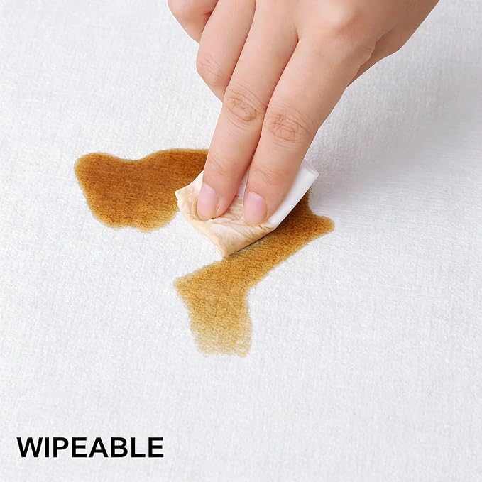 Faux Leather Heat Resistant Placemats 6 Packs, Waterproof Wipeable Dining PU Place Mats for Indoor & Outdoor, Easy to Clean, White