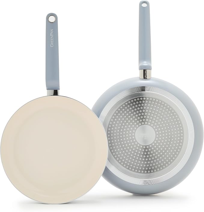 GreenPan Rio Advanced 10" and 12" Frying Pan Skillet Set, Ceramic Nonstick PFAS-Free Pans, Induction Ready, Dishwasher and Oven Safe, Blue