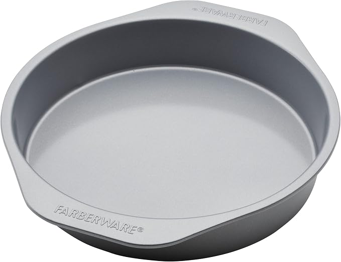 Farberware Golden Bake Nonstick Round Cake Pan Set, 2-Piece | Insulated Non Stick Round Cake Pan Set, Oven Safe to 450°F, Easy Release, Dishwasher Safe, in Gray