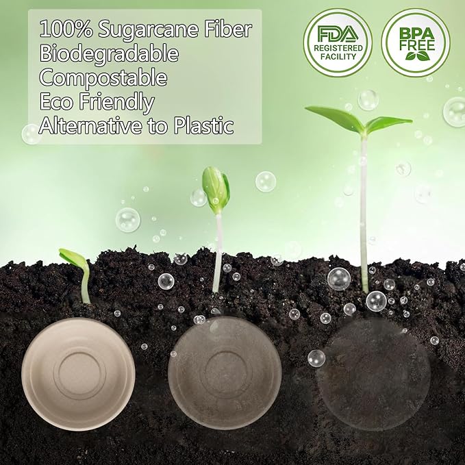 16 Oz Disposable Bowls Heavy Duty Small Paper Bowls made of 100% Compostable Heavy-duty Quality Natural Bagasse Biodegradable Bowls for Ice Cream, Dessert And Chili ect.[50 Pack]