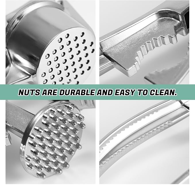 Aluminum Garlic Press with Peeler Dual Use for Garlic Nuts Ginger | Ergonomic easy-squeeze handle, rustproof, dishwasher safe for home camping use