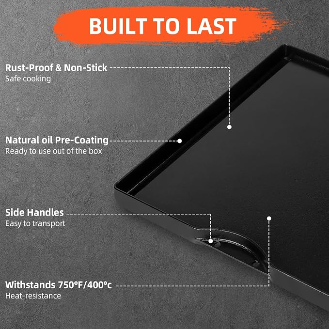Grill Griddle for Weber Genesis 300 & 400 Series (2022+) | Porcelain-Enameled Cast lron Dual Sided Sear Replacement Parts for Weber, Hick Nonstick BBQ Griddle Pan,16.14" x 16.14"