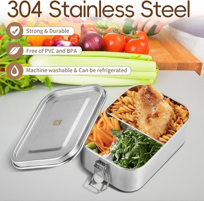 GOLDEN KEY 27oz Stainless Steel Bento Box for Kids,Too Small for Adult Use | 800ml Stainless Steel Lunch Box with Leakproof Condiment Container,3 Compartment Snack Containers,Freezer & Dishwasher Safe