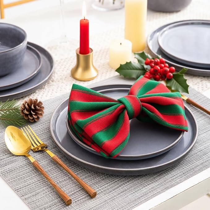 AmorArc Stoneware Dinnerware Sets for 6, 18Pcs Plates and Bowls Sets Dishes | Ceramic Round Reactive Glaze Dishes Set, Highly Scratch Resistant | Dishwasher & Microwave Safe Dishware