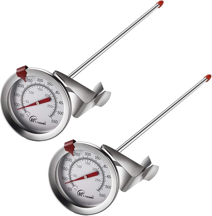 Deep Fry Thermometer with Instant Read,Oil Thermometer(2-Pack),12” Stainless Steel Stem Meat Cooking Thermometer,Best for Turkey,BBQ,Gril