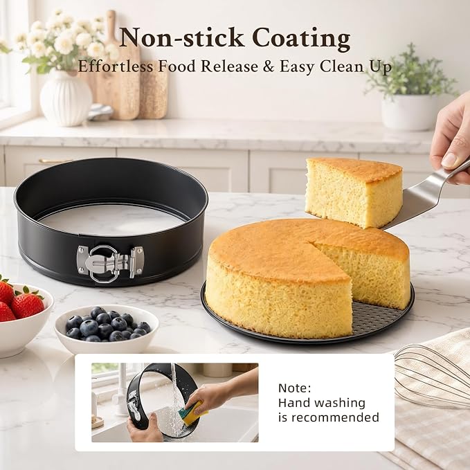 9 Inch Nonstick Springform Cheesecake Pan with Removable Bottom | Round Cheese Cake Pans for Baking, Spring Form Pan for Cheesecake, Easy Release Baking Mold, Carbon Steel