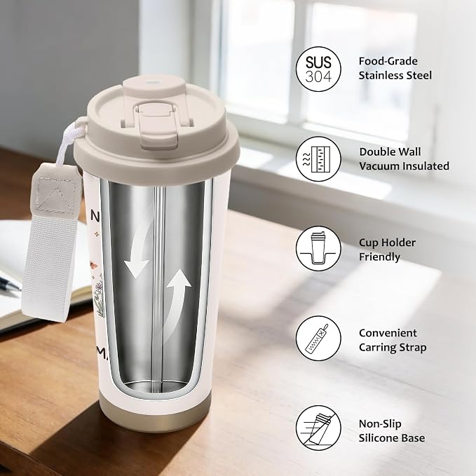 Book Lovers Tumbler Stainless Steel 2-in-1 Lid Coffee Tumbler 18 oz Readers Gift Insulated Travel Coffee Mug Book Lovers Gift Reading Accessories Water Bottle for Women Men