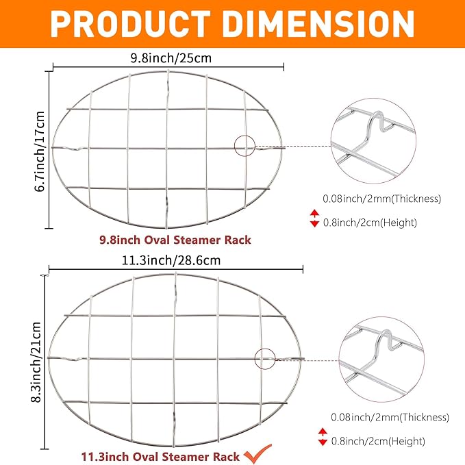 Turkey Roasting Cooling Racks Wire Broiling Rack Roasting Rack | for Oven Stainless Steel Oval Steamer Rack Baking Canning Rack