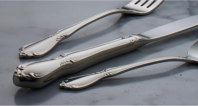 Oneida Chateau Dinner Knives Silverware Set for 4, Flatware | 18/10 stainless steel, mirror finish | dishwasher safe | dinner knife set for everyday dining, cutlery set