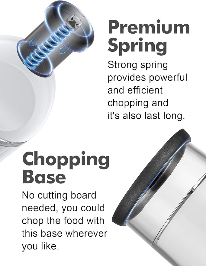 GDL Food Chopper, Manual Slap Vegetable Chopper Onion Dicer, Garlic Mincer | Hand Chopper for Onion Nut Pepper Celery Tomato, Easy & Safe Chopping, No BPA, Durable Stainless Steel Blade, Dishwasher Safe