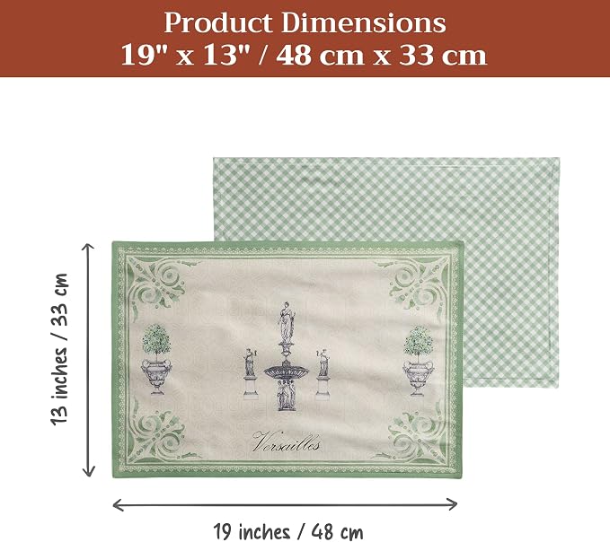 Maison d' Hermine Placemats Set of 2 Reusable 100% Cotton (13"x19") | Cloth Place Mats Washable Table Mats for Kitchen Dining Party Wedding Hotel Home Restaurant Spring Summer - Jardin Du Roy
