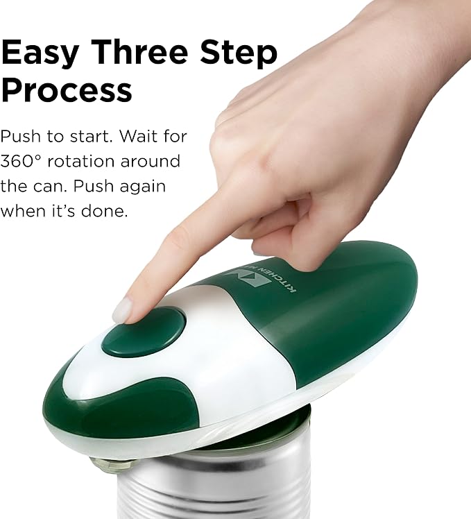 Kitchen Mama Auto 2.0 Electric Can Opener, Alpine Green | Refined Blade, Automatic Hands Free, Smooth Edge, Food-Safe, Battery Operated