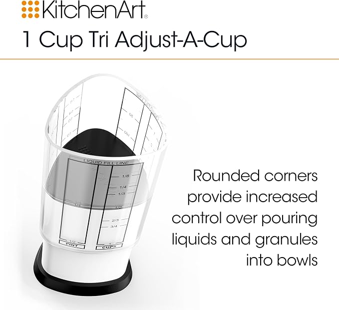 KitchenArt Pro Adjustable Measuring Set, TBL, TSP & 1 Cup Measuring Cup | Adjustable Teaspoon, Tablespoon & Measuring Cup Set | All In One Kitchen Measuring Set | Reduce Clutter | Easy Read Markings