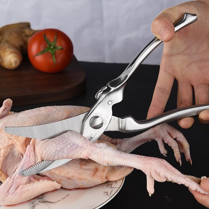 TONMA Poultry Shears, Made in Japan, 10" Japanese Kitchen Shears Heavy Duty | Restaurant-Grade Stainless Steel Kitchen Scissors, All-Purpose Cooking Scissors for Turkey, Chicken, Crab, Dishwasher Safe