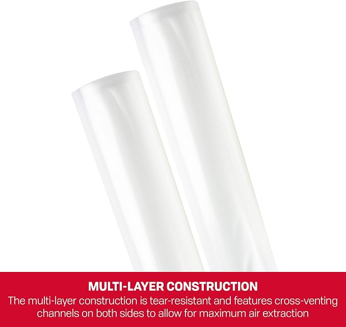 NESCO VS-04R Two 11" x 20' Vacuum Sealer Rolls for Custom-sized Vacuum Sealer Bags Compatible with Nesco-vacuum sealers and other brands,(Pack of 6)