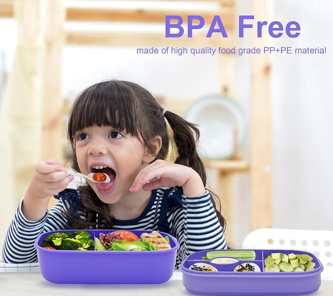 JBGOYON Leakproof Bento Box & Insulated Lunch Bag Set, 4-Piece, Purple | 6-hour thermal retention, includes nested knife fork spoon, 2 reusable snack pouches, designed for adults and kids