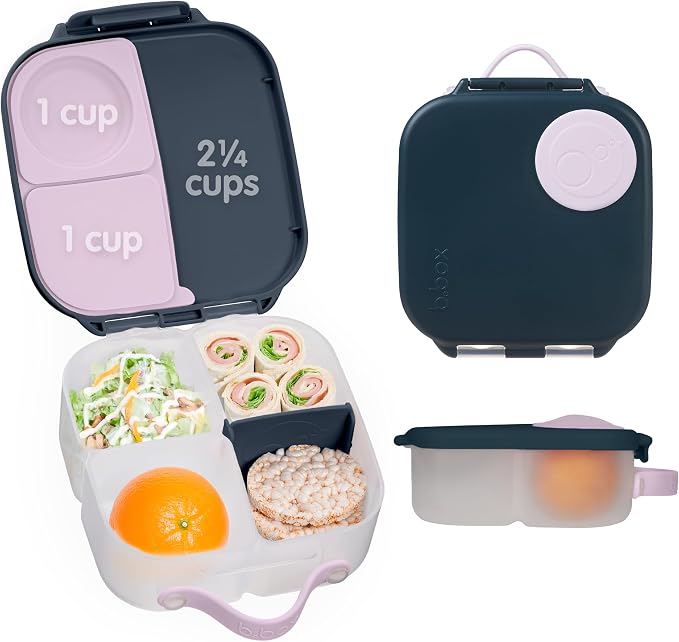 b.box Mini Lunch Box, Snack Containers for Kids, Lunch Box Kids, 4.25 Cup | Bento Box for Kids, Sanck Box, Lunch Containers, Leak Proof, Dishwasher Safe, BPA Free, PFAS Free, Ages 3+ — Indigo Rose